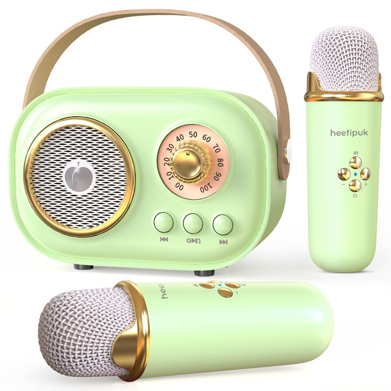 heetipuk Mini Karaoke MachineWhite Elephant GiftsStocking Stuffers for Teen Christmas Gifts for 312 Years Old Portable Bluetooth Speaker with Wireless Microphone Kids Boys GirlsGreen - Image 3