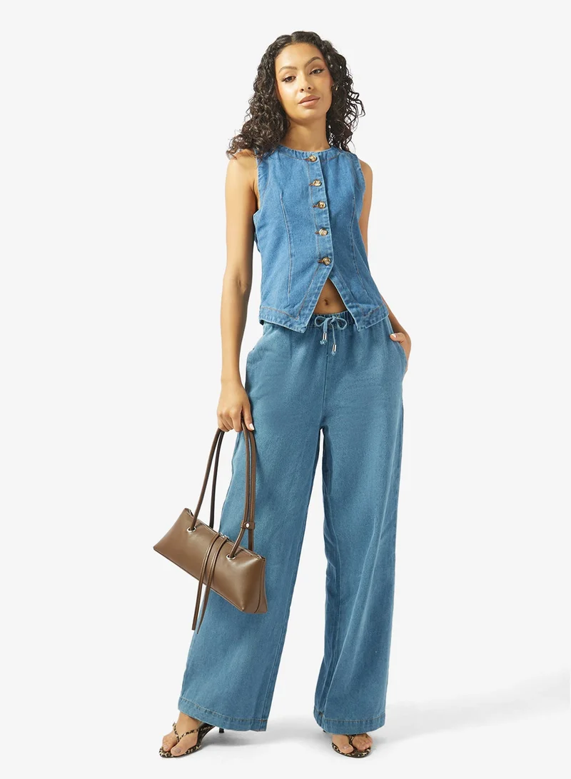 Ginger  Button Down Denim Vest for Women | Best Price UAE