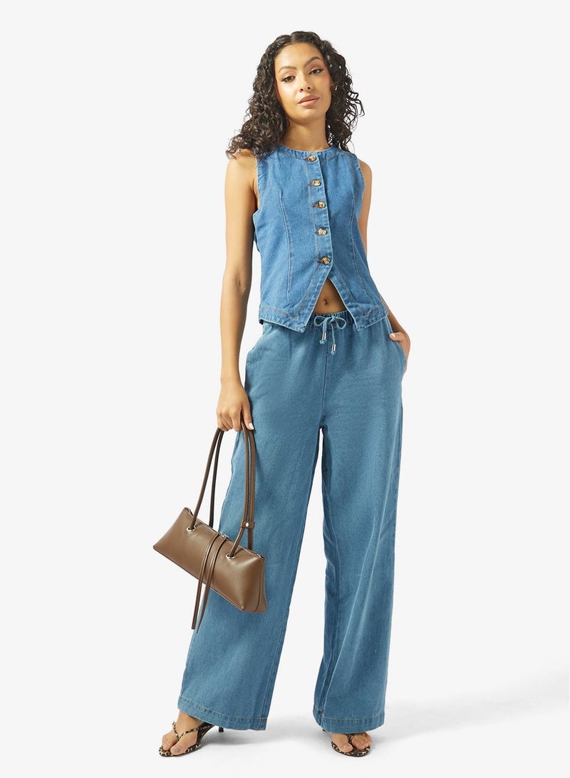Ginger Button Down Denim Vest - Image 4
