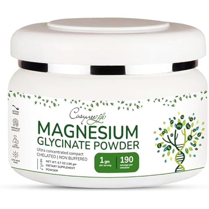 cosynee Magnesium Glycinate 220mg High Absorption Magnesium Powder for Sleep, Calm, Powdered Chelated Magneisum bisglycinate Glicinato de Magnesio 190 Serving - Image 1