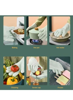 Generic Oven Mitts,  Professional Heat Resistant Gloves Non-Slip Hand Protective Cooking Gloves Silicone and Cotton Double-Layer Heat Resistant Glove Silicone Gloves Oven Gloves BBQ Gloves  - Image 2