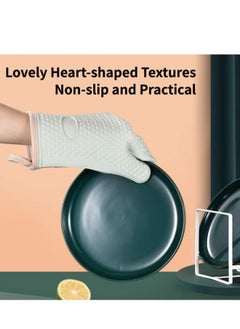 Generic Oven Mitts,  Professional Heat Resistant Gloves Non-Slip Hand Protective Cooking Gloves Silicone and Cotton Double-Layer Heat Resistant Glove Silicone Gloves Oven Gloves BBQ Gloves  - Image 4