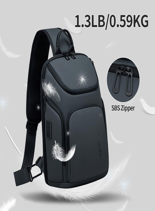 فينوين حقيبة كتف رمادية من فينروين، حقيبة كروس خفيفة الوزن مزودة بمنفذ USB، حقيبة ظهر رجالية عملية مناسبة للرحلات اليومية/المشي لمسافات طويلة/السفر/الرياضة - Image 5