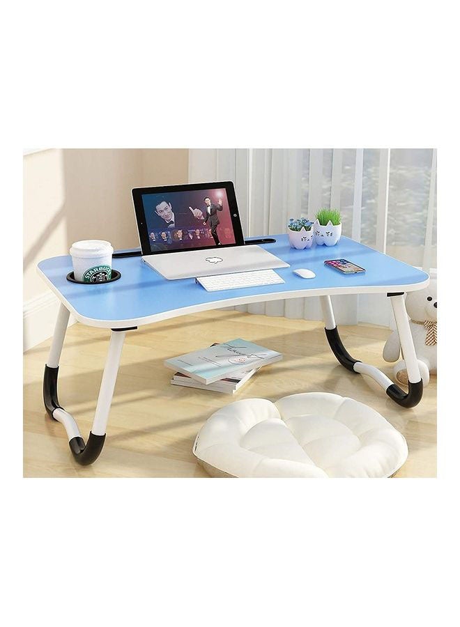 Portable Folding Laptop Table With iPad And Cup Holder Blue 28x60x40cm - Image 4
