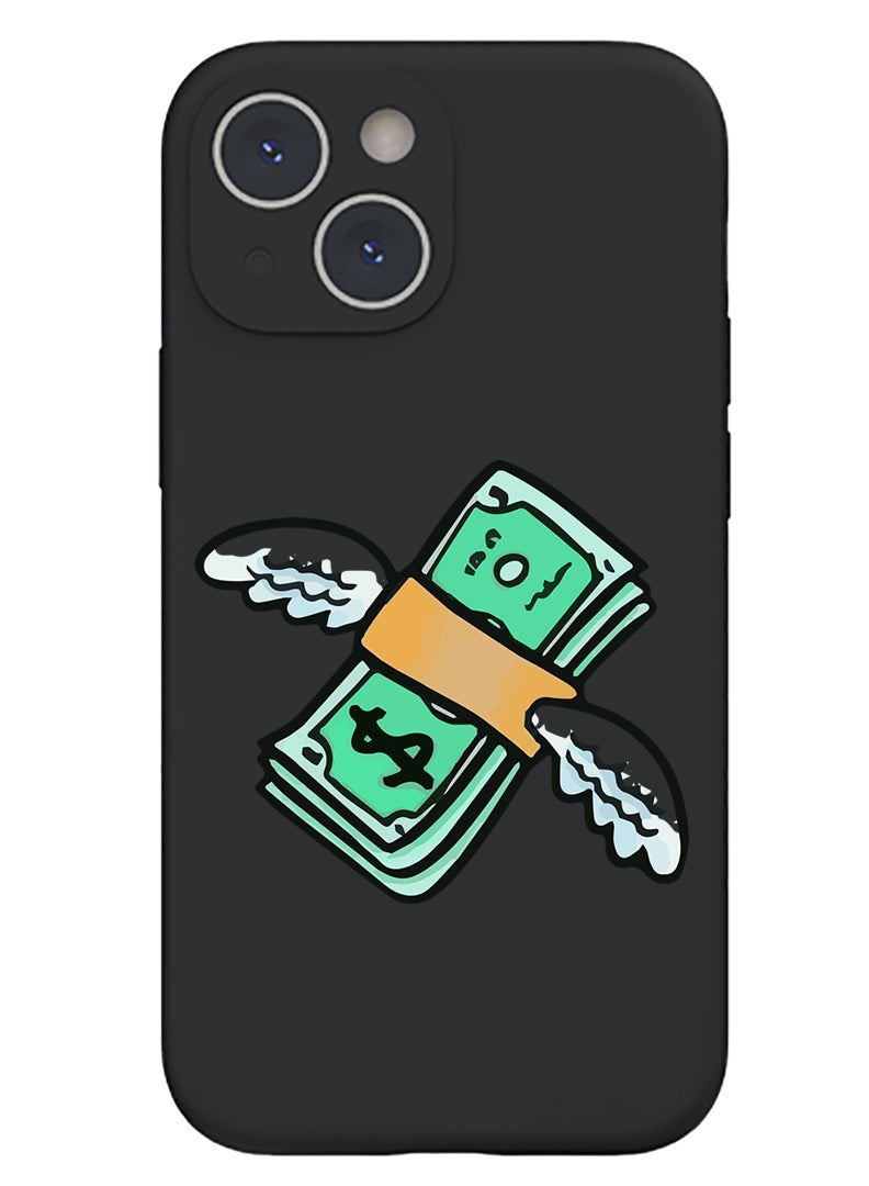Theodor Protective Slim Fit Case Liquid Silicone Cover with Full Body Protection Anti-Scratch Shockproof Case For iPhone 15 Black  - Free Spirit Circle - Image 1
