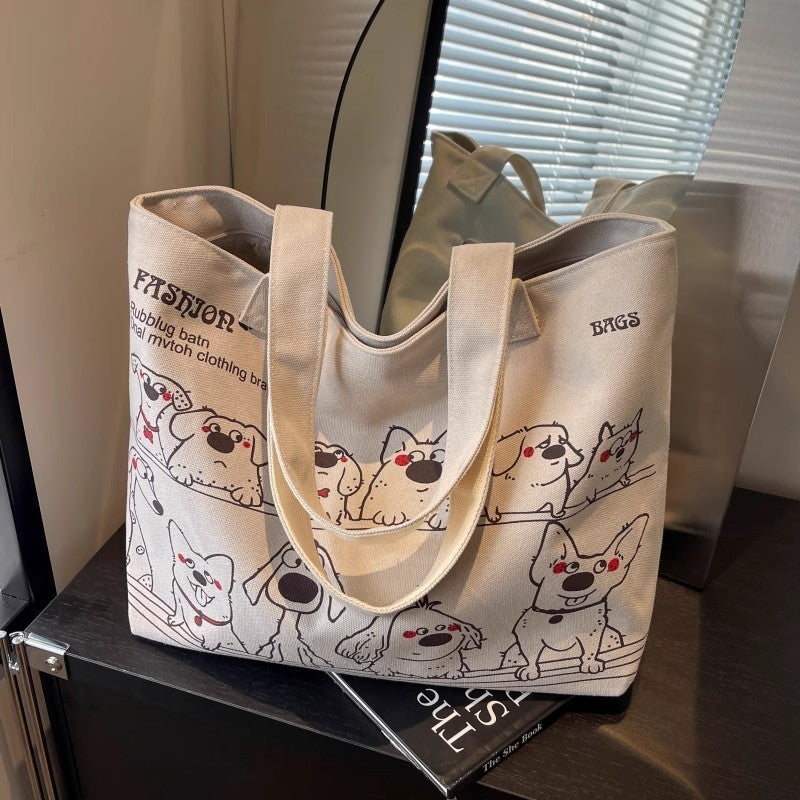 Korean Style Large Canvas Tote Bag for Women - Image 2