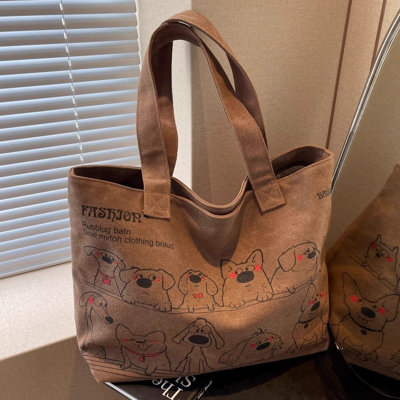 Korean Style Large Canvas Tote Bag for Women - Image 1