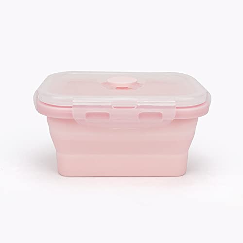 CCyanzi 3piece Collapsible Food Storage Containers with Lids, Silicone Lunch Container, Microwave & Freezer Safe, Space Saving for Kitchen Cabinet and Camping Backpack,(pink) - Image 4