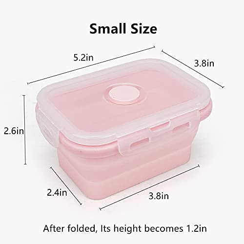 CCyanzi 3piece Collapsible Food Storage Containers with Lids, Silicone Lunch Container, Microwave & Freezer Safe, Space Saving for Kitchen Cabinet and Camping Backpack,(pink) - Image 5