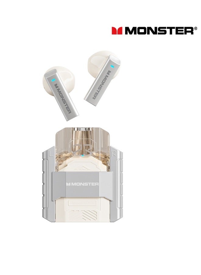 Monster XKT23 wireless bluetooth headphones Mecha style Design Metal Material Gamer Headset Waterproof Noise Reduction With Microphone Silver - Image 1