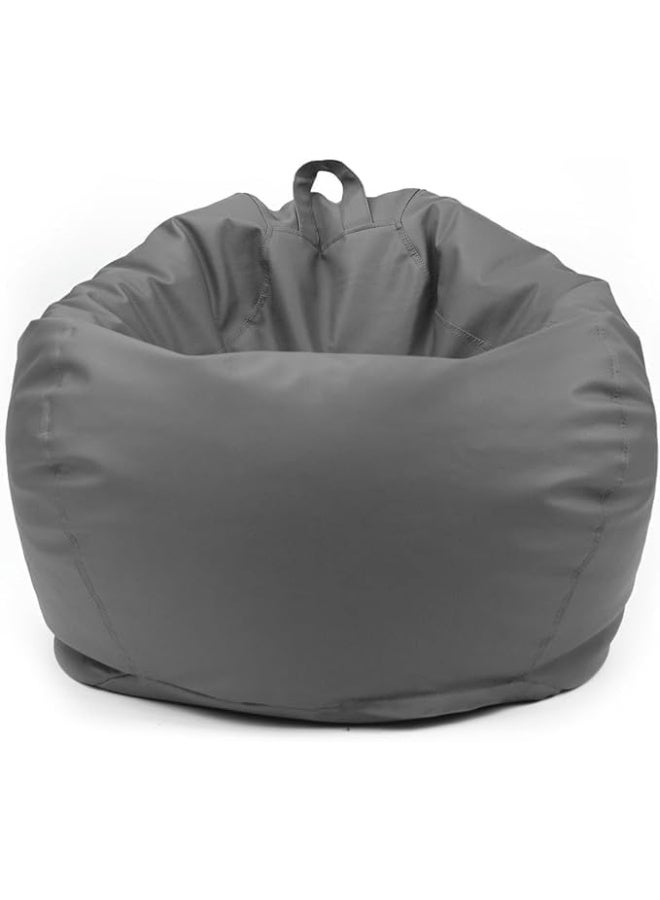 LUXURY LUXE Luxury Luxe Round Faux Leather Bean Bag Chair | Ultra-Comfort Polystyrene Beads, Lightweight & Durable Design | Trendy Solid Colors, Multiple Sizes (Grey, Large)  - Image 1