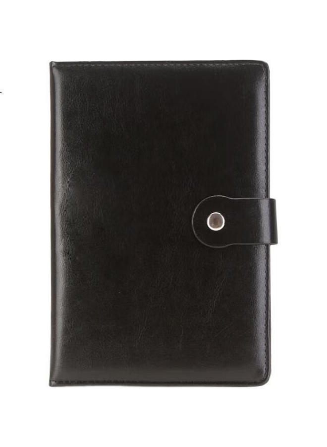 Shen Shi Shen J1025 Black A5/25K Classic Business Notebook With Buckle, Leather Cover, Meeting Notebook, Diary, Customizable - Image 1