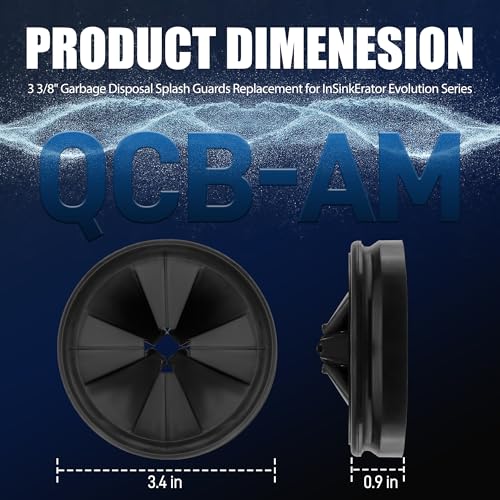 Funmit 3 3/8" Garbage Disposal Splash Guards Sink Baffle QCB-AM Replacement for InSinkErator Evolution Series, Upgraded Funmit Removable Quiet Collar Drain Plugs, Garbage Disposer Accessories, Black - Image 4