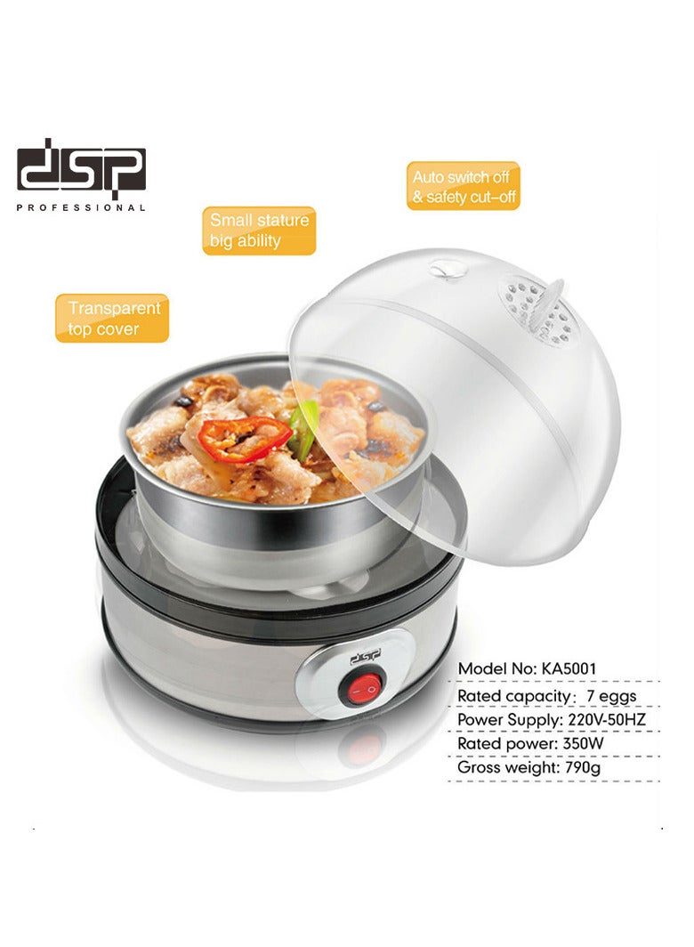 DSP Egg Cooker,Egg Steamer,350W Electric Egg Beater, 7 Egg Volume Steamed Egg,Automatically Closed, Transparent Cover, Easy to Clean,Suitable for Boiled Egg, Steamed Egg,Steamed Corn, Bun, Pilaf, Snack, Dessert and More,KA5001 - Image 2
