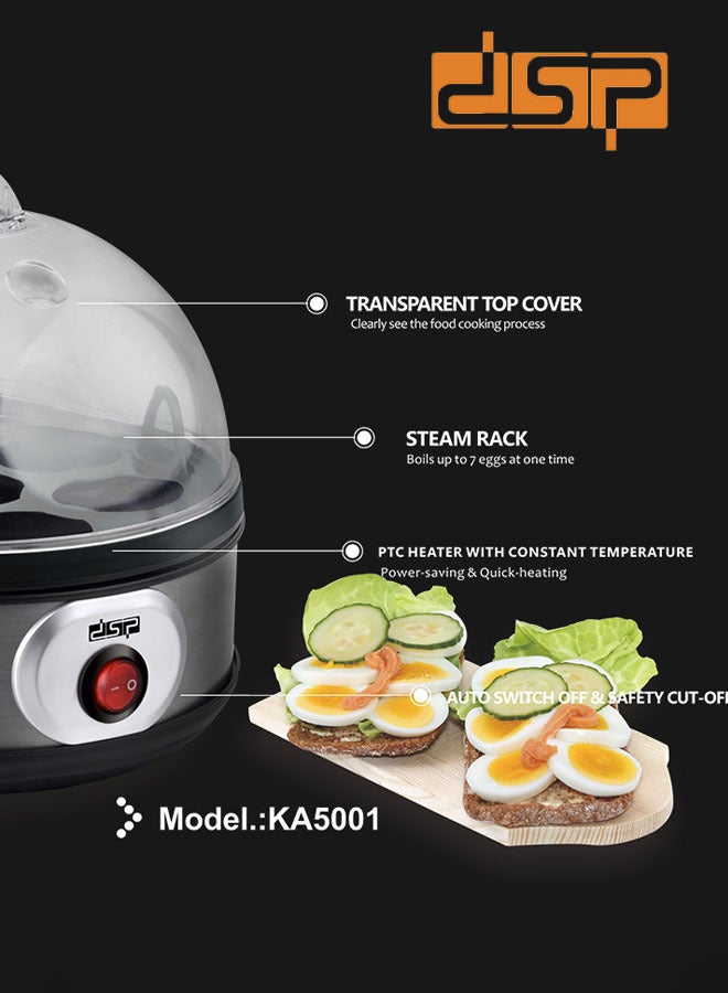 DSP Egg Cooker,Egg Steamer,350W Electric Egg Beater, 7 Egg Volume Steamed Egg,Automatically Closed, Transparent Cover, Easy to Clean,Suitable for Boiled Egg, Steamed Egg,Steamed Corn, Bun, Pilaf, Snack, Dessert and More,KA5001 - Image 3