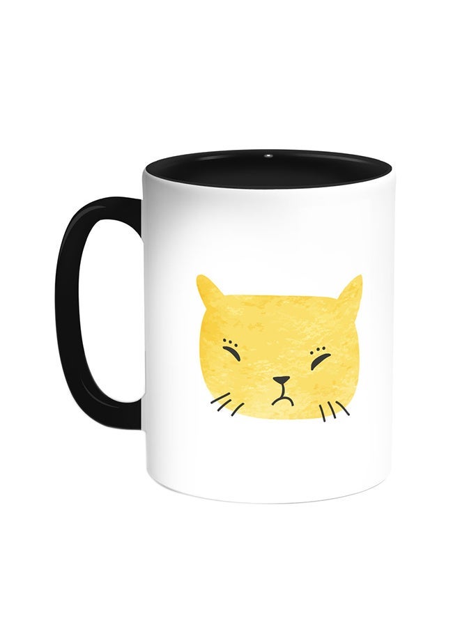 RYN Happy Cat Printed Coffee Mug Black/White 11ounce