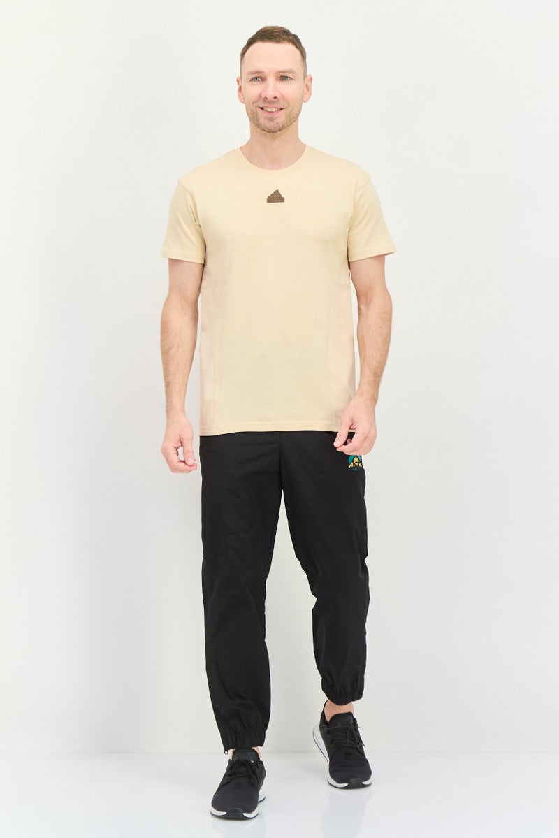 Adidas Men Sportswear Fit Short Sleeve Outdoor T-Shirt, Beige - Image 4