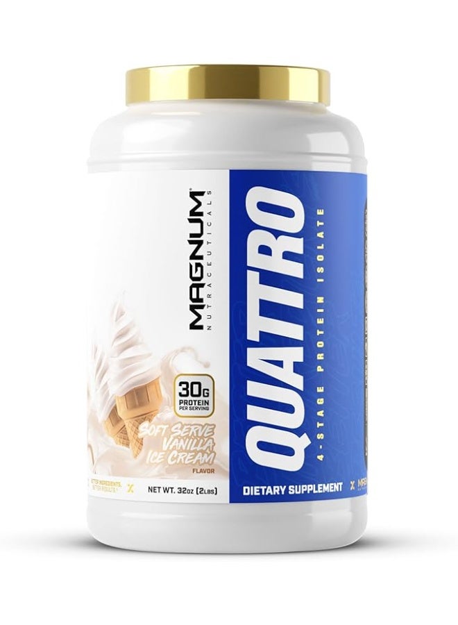 Magnum QUATTRO Magnum Nutraceuticals Whey Protein Powder, Vanilla Soft Serve Ice Cream 2lb – Premium Protein Isolate Blend for Muscle Growth & Recovery - Image 4
