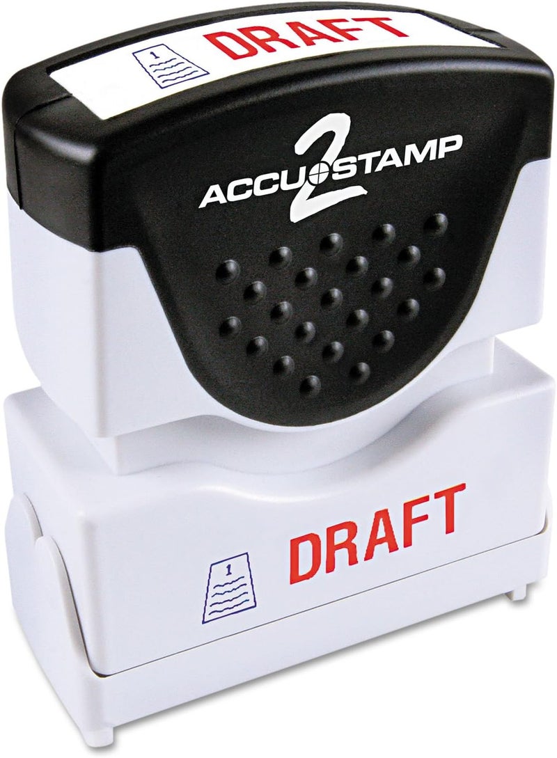 AccuStamp 2 035542 Pre-Inked Shutter Stamp with Microban, Red/Blue, Draft, 1 5/8 x 1/2 - Image 1