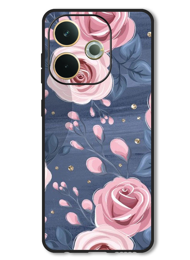 Theodor Case Compatible with Oppo A5 Pro Protection Shockproof Bumper Cover Roses & Leaves Pattern - Image 1