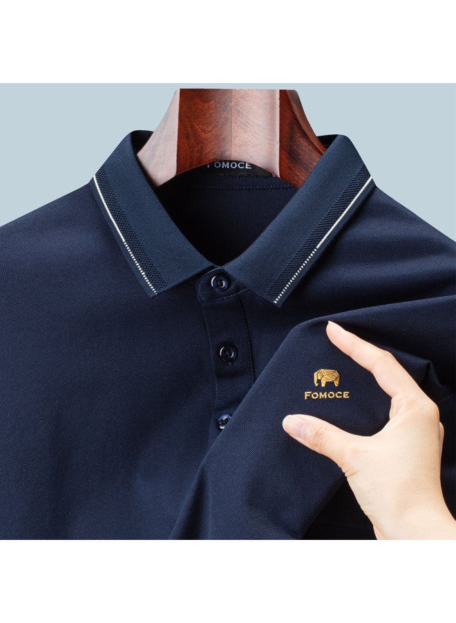Fomoce 2024 Summer New Color-blocking Collar Printed Men's Short-sleeve Polo Shirt - Image 3