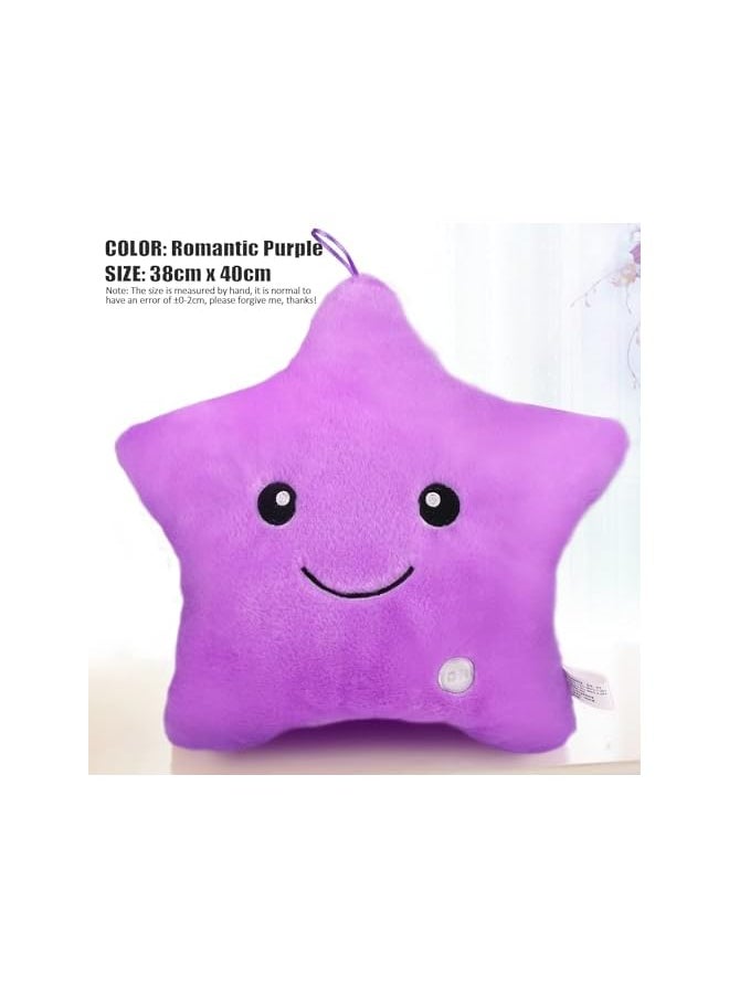 The Bros 11'' LED Cushion, Cuddly Light Pillow LED Star Pillows Colorful Lighting Cushion Glowing Luminous Cushion Velvet Cushion Cover Soft Flashing Pillow Novelty Light Pillow for Toddler Kids  - Image 4