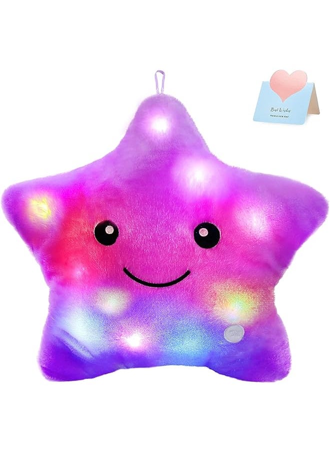 The Bros 11'' LED Cushion, Cuddly Light Pillow LED Star Pillows Colorful Lighting Cushion Glowing Luminous Cushion Velvet Cushion Cover Soft Flashing Pillow Novelty Light Pillow for Toddler Kids  - Image 1