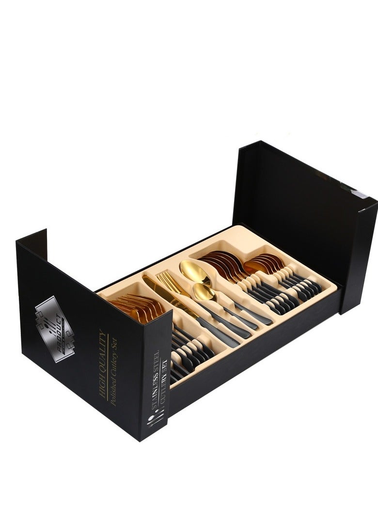 KUYING Stainless Steel Tableware Set Of 24 Pieces Western Knife Fork Spoon Set  - Image 1
