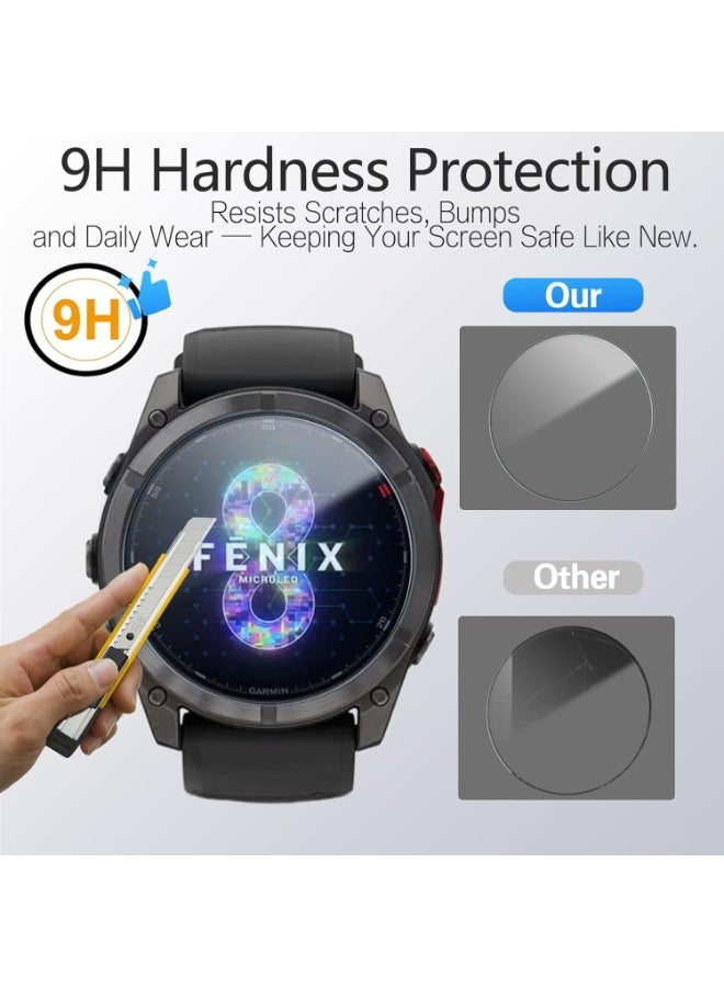 2 Pack Screen Protector for Garmin Fenix 8 Solar 47mm, 9H Tempered Glass Film Anti-Scratch for Garmin Smartwatch - Image 3
