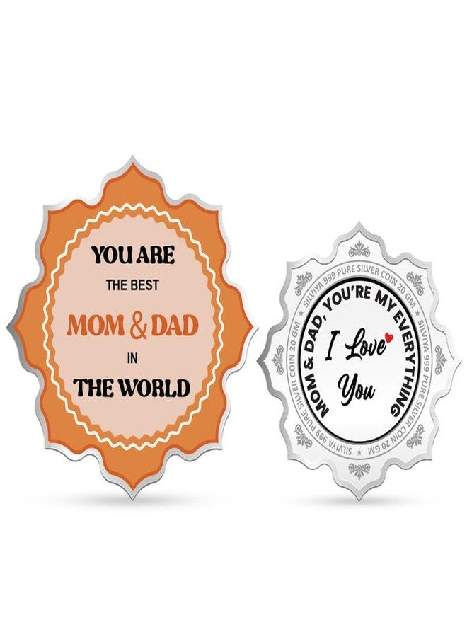 Silviya BIS Hallmarked "Ideal Mom and Dad" 999 Pure Silver Coin (20g) - Lotus Shape - With Certificate of Authenticity - Ideal Gift for Parents - Mom - Dad - Anniversary - Image 1
