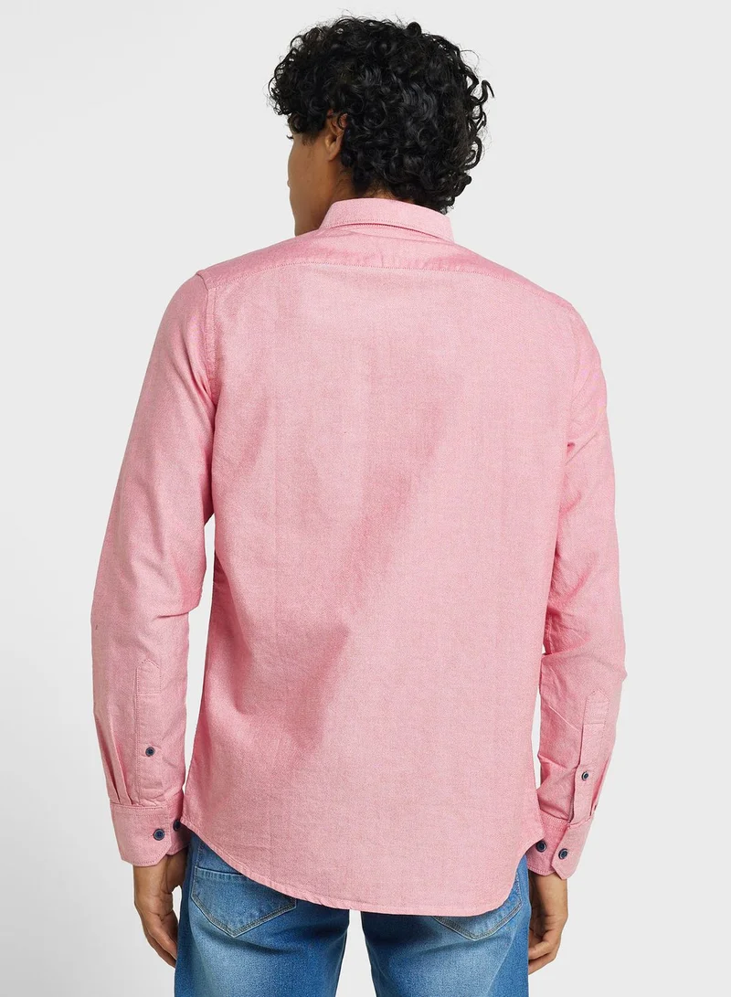 Thomas Scott Thomas Scott Classic Slim Fit Opaque Pure Cotton Casual Shirt