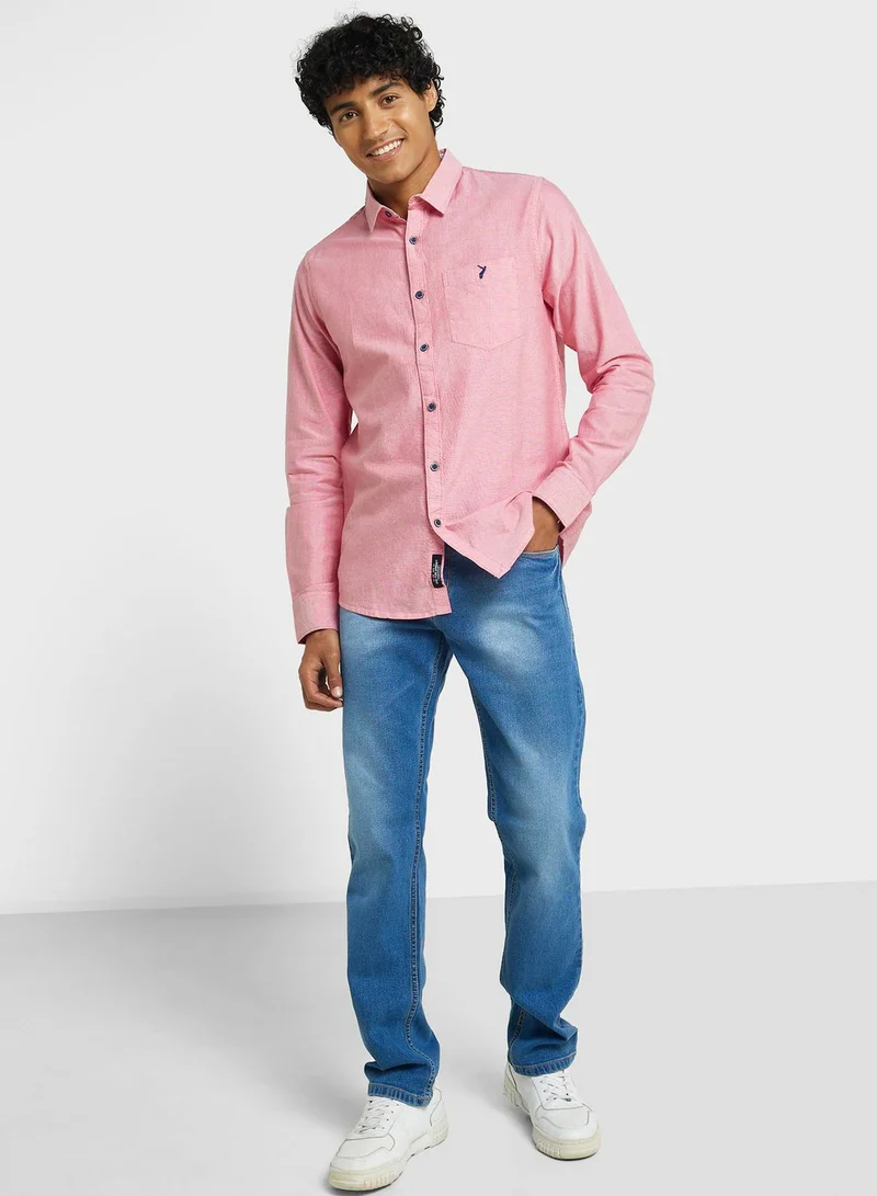 Thomas Scott Thomas Scott Classic Slim Fit Opaque Pure Cotton Casual Shirt