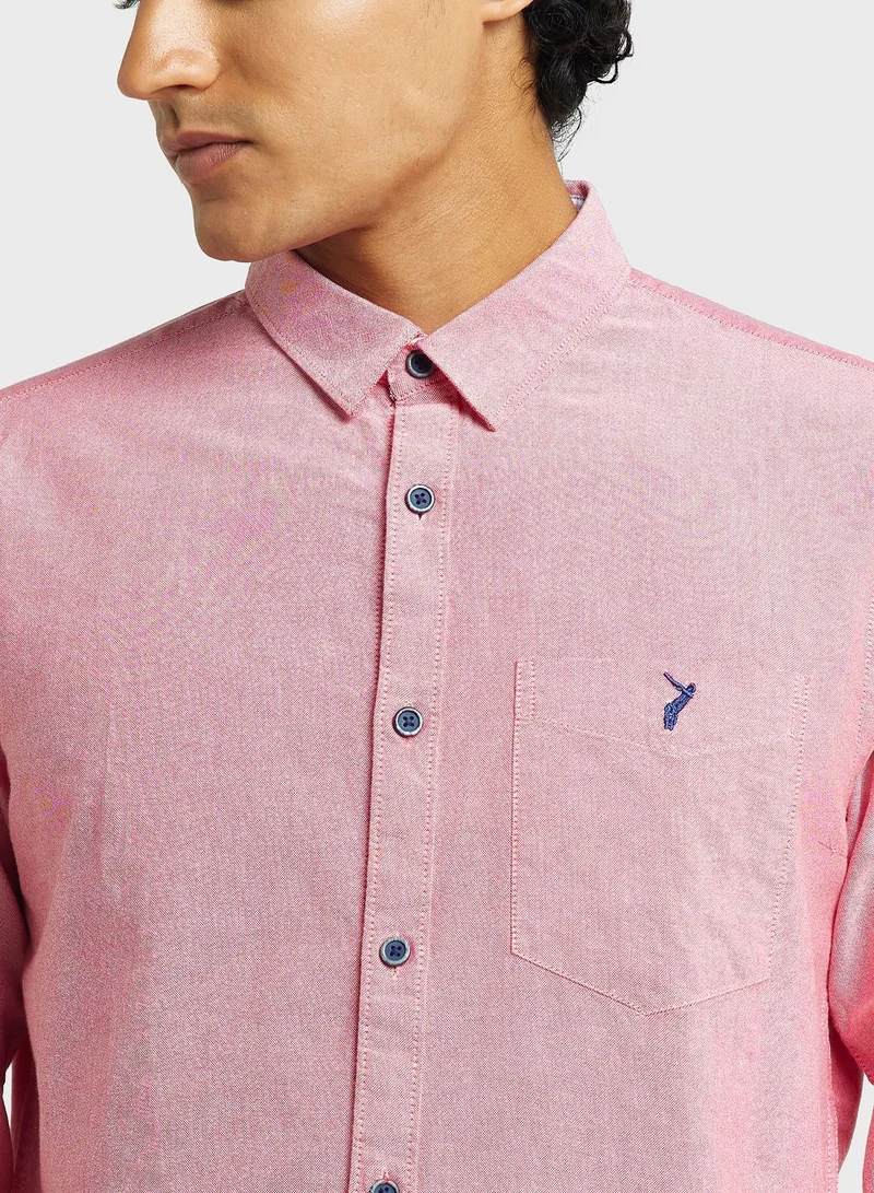 Thomas Scott Thomas Scott Classic Slim Fit Opaque Pure Cotton Casual Shirt