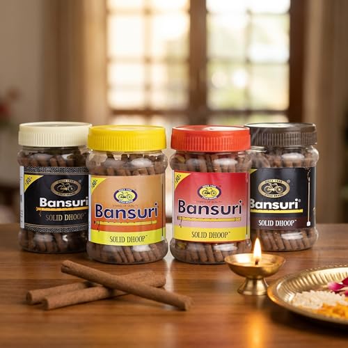 Cycle Pure Bansuri Bambooless Dhoop Sticks for Pooja | 100g Each, Pack of 4 | Chandan, Guggal, Loban, Rose Fragrances | Handcrafted Dhoop Batti for Pooja, Meditation, and Daily Use - Image 1