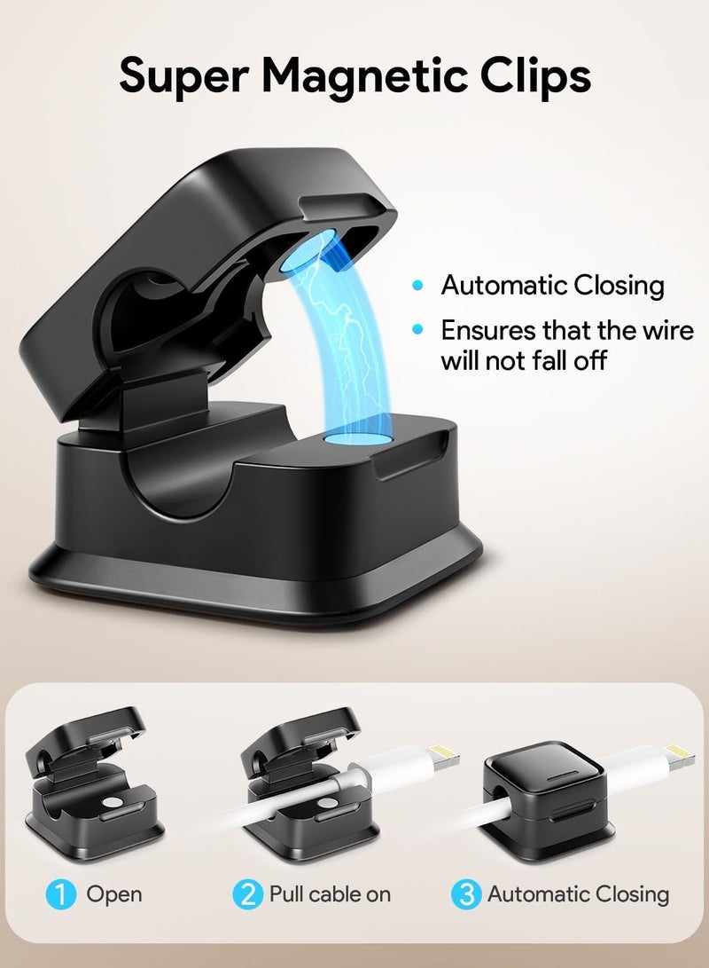 OHAHO 6 Pack Magnetic Cord Organizer - Adjustable Cable Clips for Desk Nightstand Wall & Car | Strong Adhesive Wire Holder for Phone Computer & Office Cable Management Durable Cord Holder for Home Use - Image 5