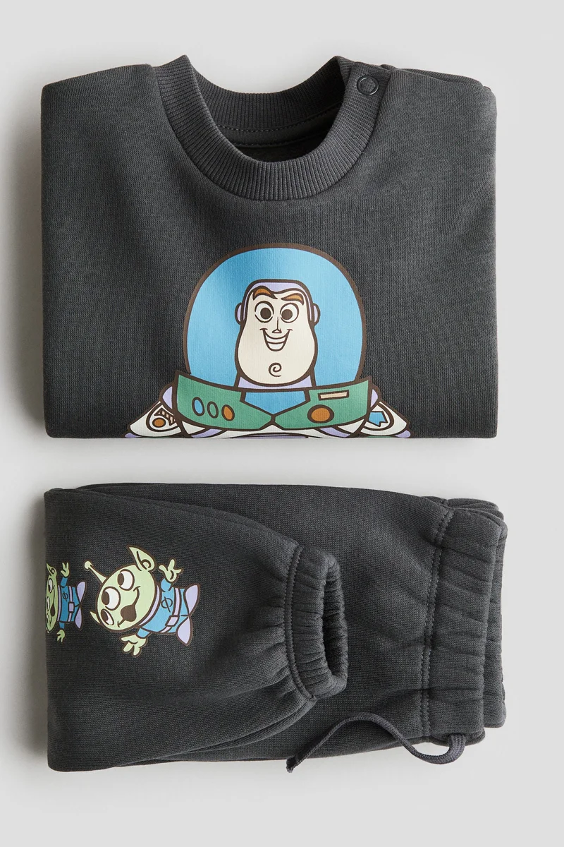 H&M 2-piece printed sweatshirt set