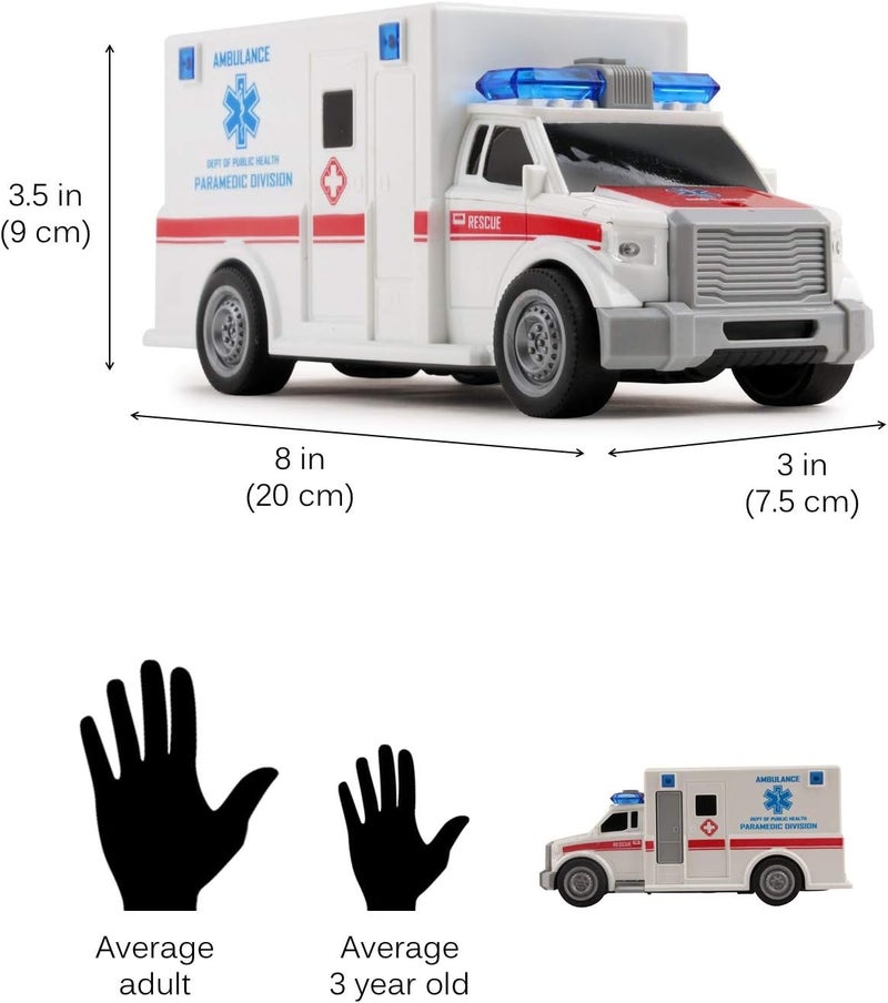 Vokodo Rescue Ambulance Friction Powered Toy Car with Lights and Sounds - 1:20 Scale Medical Transport Vehicle for Kids - Image 5