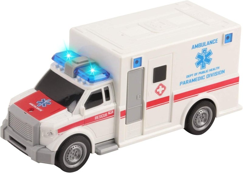 Vokodo Rescue Ambulance Friction Powered Toy Car with Lights and Sounds - 1:20 Scale Medical Transport Vehicle for Kids - Image 3