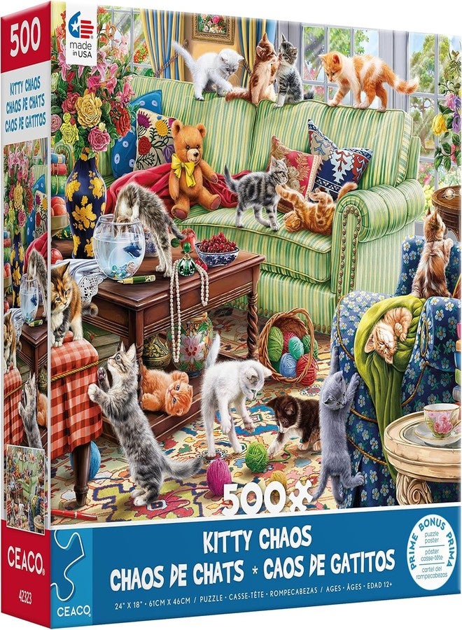 Ceaco - Paws Gone Wild - Kitty Chaos - 500 Piece Jigsaw Puzzle - Image 1