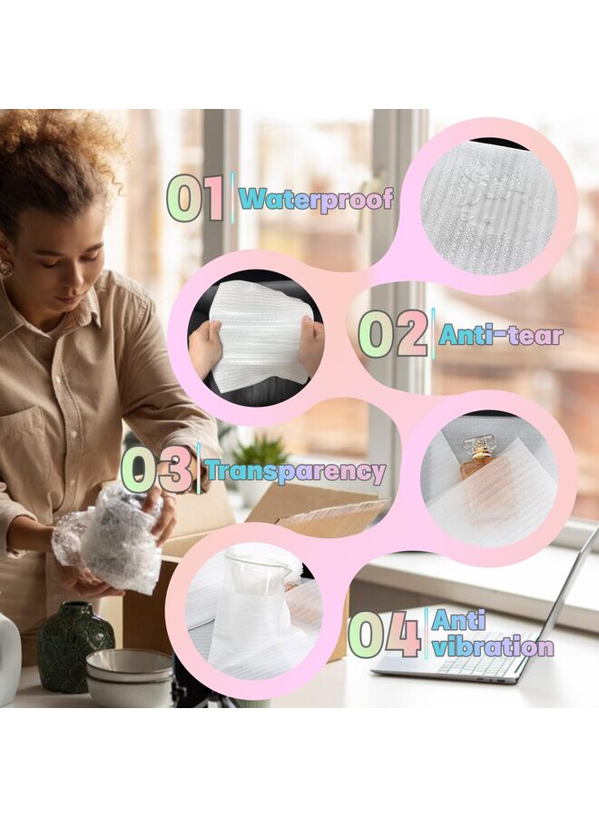 100 Pack Foam Pouches for Packing Dishes – Cushion Foam Sleeves for Moving, Plate & Glass Protector, Dish Packing Supplies, Durable Sheets for Safe Transport(8x12x0.04 inch) - Image 3