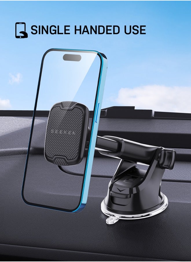 Seeken - SEEKEN Car Phone Holder for Dashboard/Windshield - Black | Vehicle Mount | Hands-Free | Magnetic Holder | Fast Charging | Premium Design | High-Quality. - Image 1