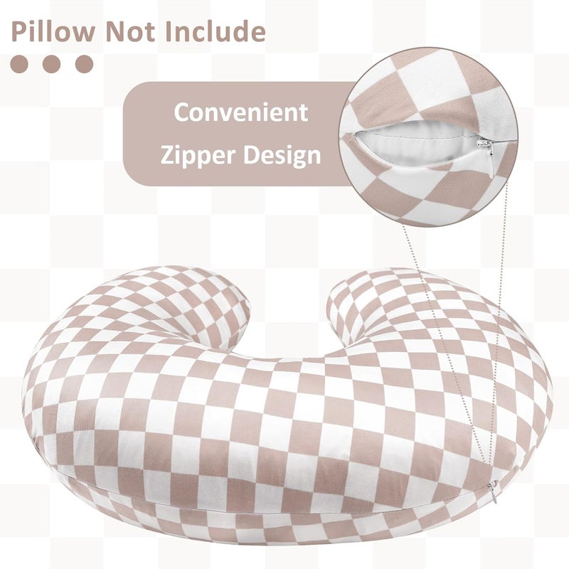DILIMI 2 Pack Nursing Pillow Covers - Green and Brown Checkered - Image 3