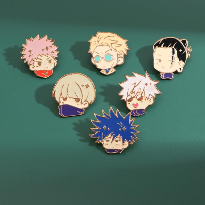 VNYIGDJS Anime JJK Pins 8PC - Anime Satoru Yuji Megumi Nanami Kento Geto Suguru Cosplay Figure Merch Pins for Backpacks - Image 2