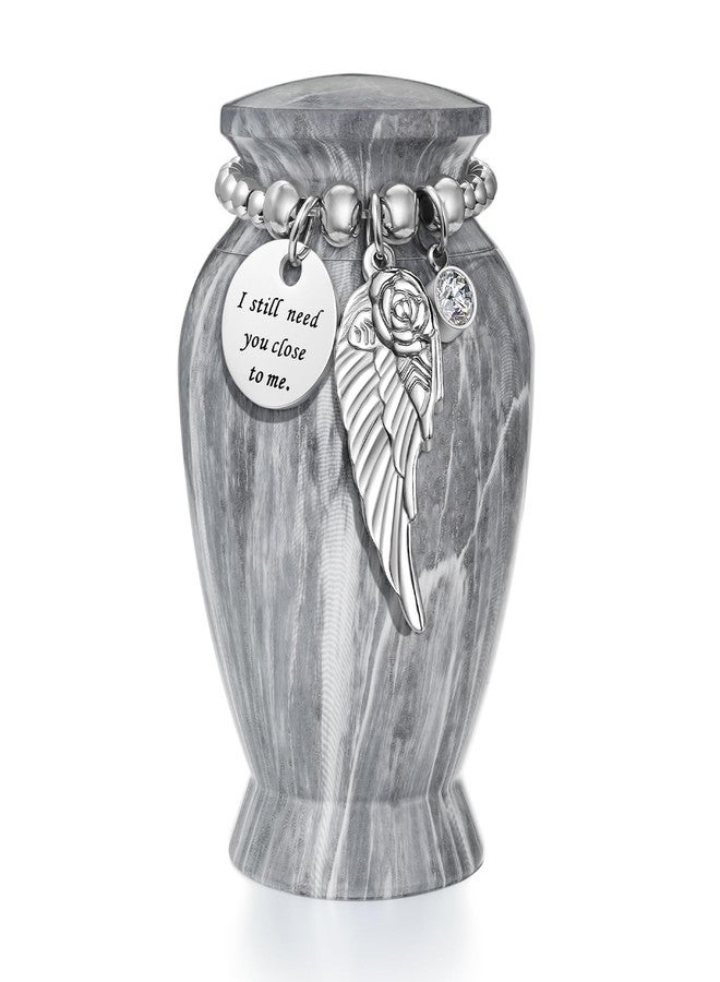 Dletay Small Urns for Human Ashes Keepsake 2.85 Inches Memorial Mini Cremation Urn for Women Men Aluminum Decorative Funeral Urns - Gray Marble - Image 1