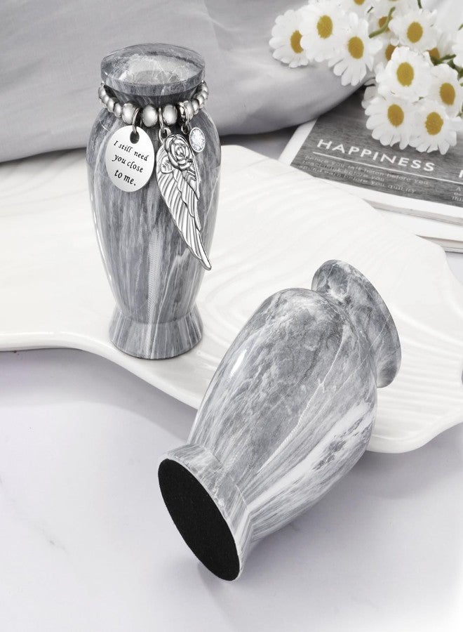 Dletay Small Urns for Human Ashes Keepsake 2.85 Inches Memorial Mini Cremation Urn for Women Men Aluminum Decorative Funeral Urns - Gray Marble - Image 4