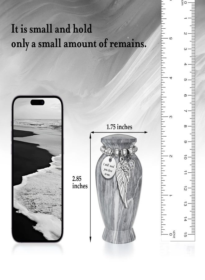 Dletay Small Urns for Human Ashes Keepsake 2.85 Inches Memorial Mini Cremation Urn for Women Men Aluminum Decorative Funeral Urns - Gray Marble - Image 2