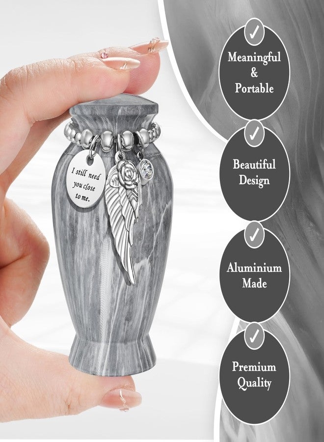 Dletay Small Urns for Human Ashes Keepsake 2.85 Inches Memorial Mini Cremation Urn for Women Men Aluminum Decorative Funeral Urns - Gray Marble - Image 3