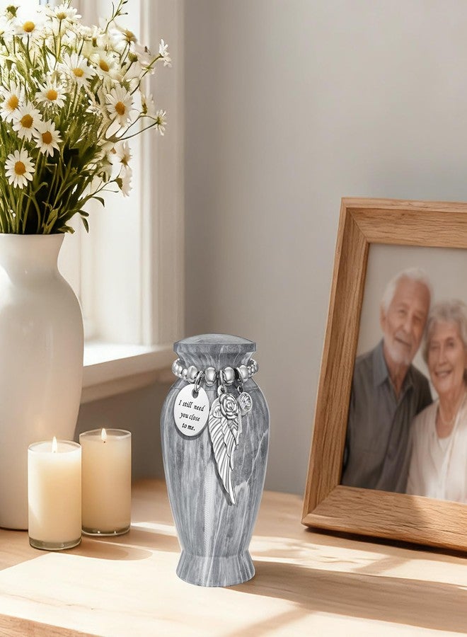 Dletay Small Urns for Human Ashes Keepsake 2.85 Inches Memorial Mini Cremation Urn for Women Men Aluminum Decorative Funeral Urns - Gray Marble - Image 5