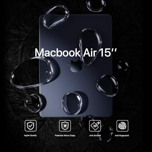 Soonjet for MacBook Air 15 inch Case M5 M4 M3 M2 2026 20252023 100 Match Official Color Ultra Thin Armor Hard Shell Translucent Keyboard Cover Midnight Clear - Image 3