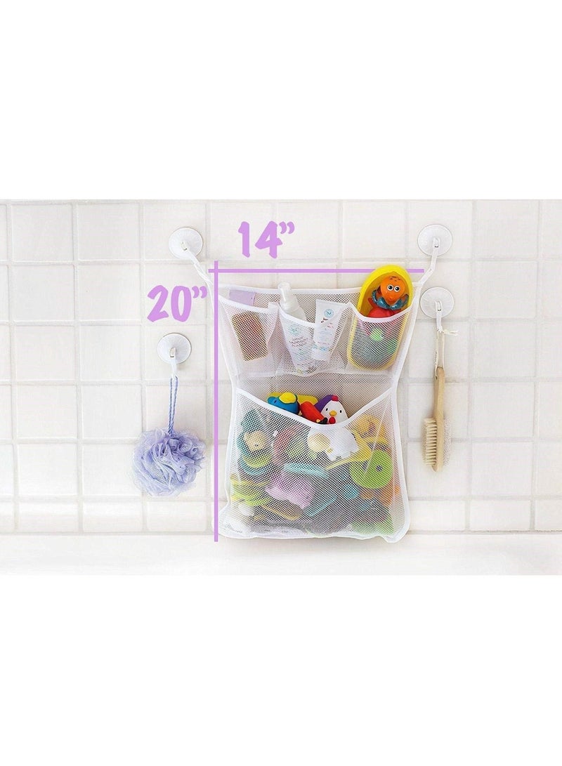 Bath Toy Organizer - Xl Baby Bath Toys Bin with 3 Extra Pockets for Soaps & Shampoos Mold Resistant Quick Dry Mesh - Image 4